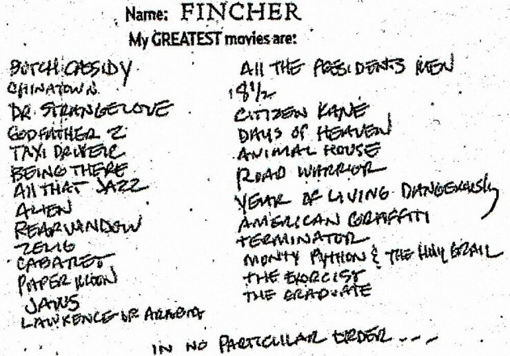 david fincher list of favorite movies