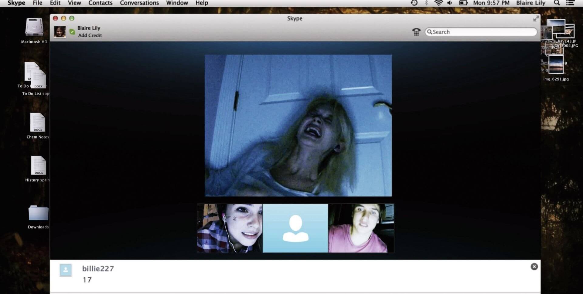 Screenshot of horror film, 'Unfriended'