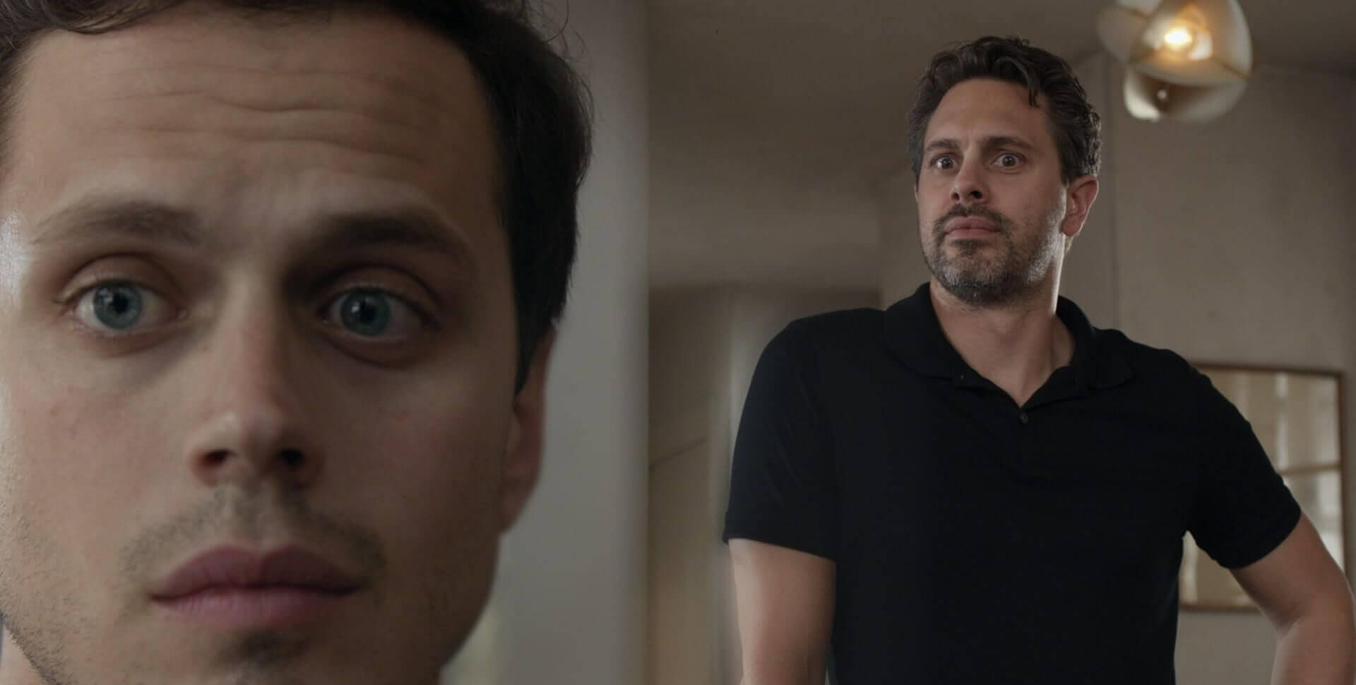 Jake Robinson and Thomas Sadoski in 'The Mimic'