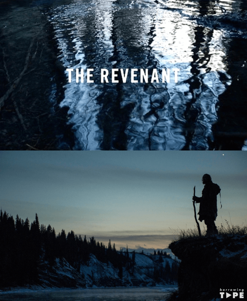 Title card and film still from Th Revenant